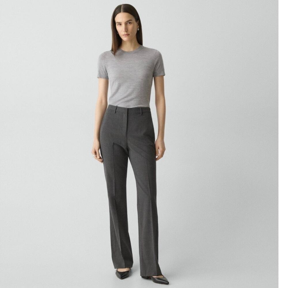Theory Wool Dress Straight Pants Charcoal Gray size 4 New
